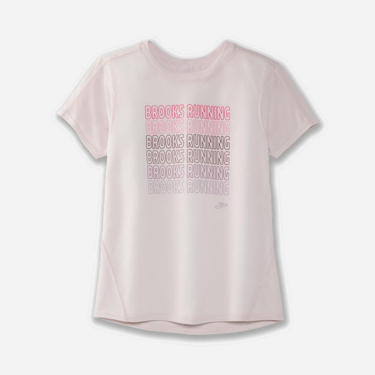 Brooks Distance Graphic Mujer Camisetas Manga Corta - Rosas (2730QSKHP)